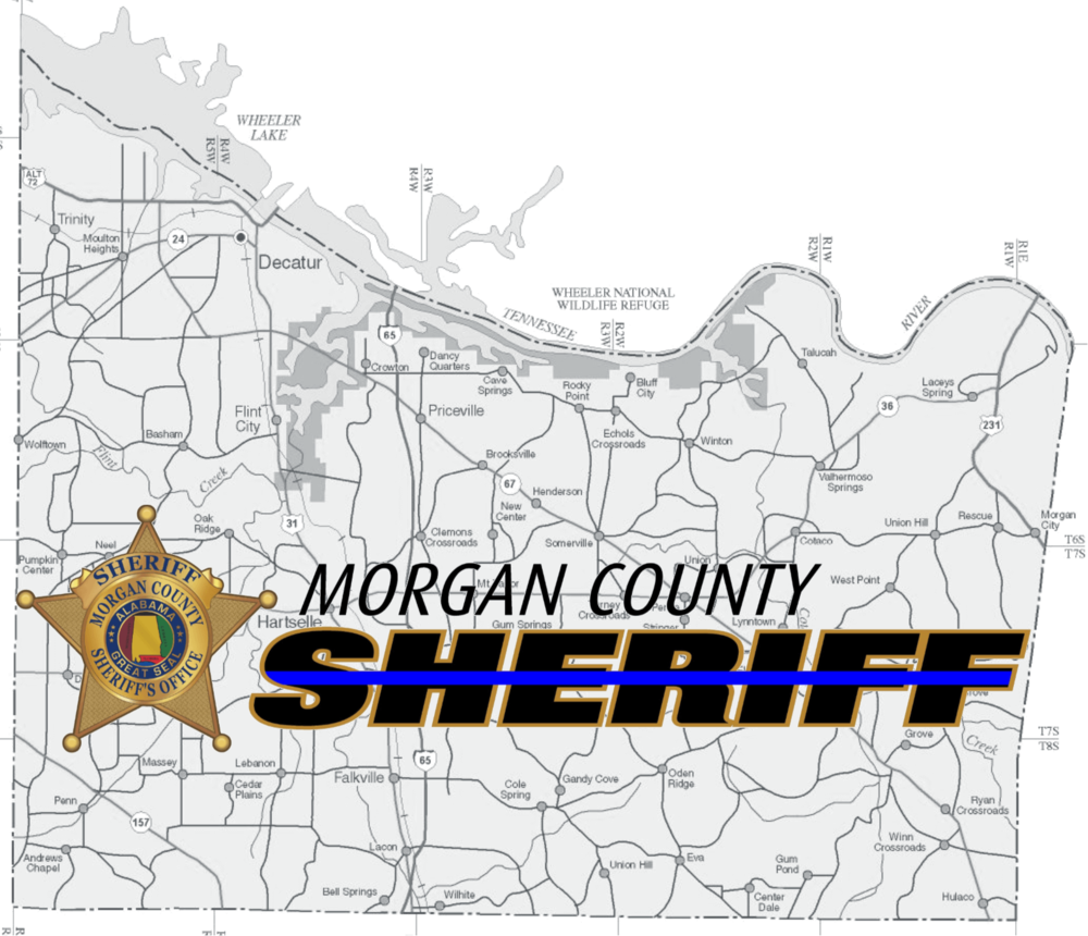 Map of Morgan County with Sheriff Office Logo