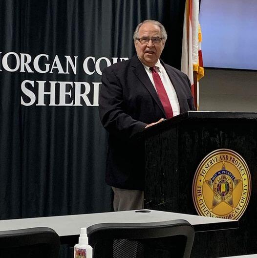 Sheriff Rick Singleton at Morgan County Sheriff Office Podium