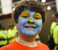 student with face painted