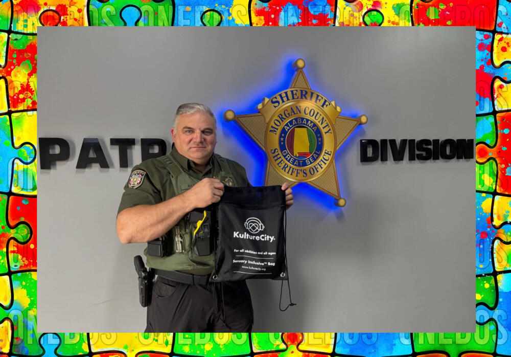 Deputy holding Sensory Bag